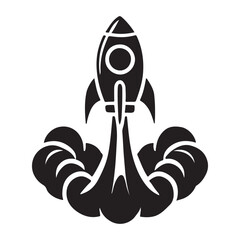 Rocket Launch Silhouette Vector Art for Space and Technology Projects