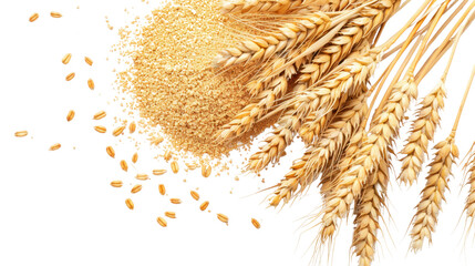 Pile of wheat powder on transparent background