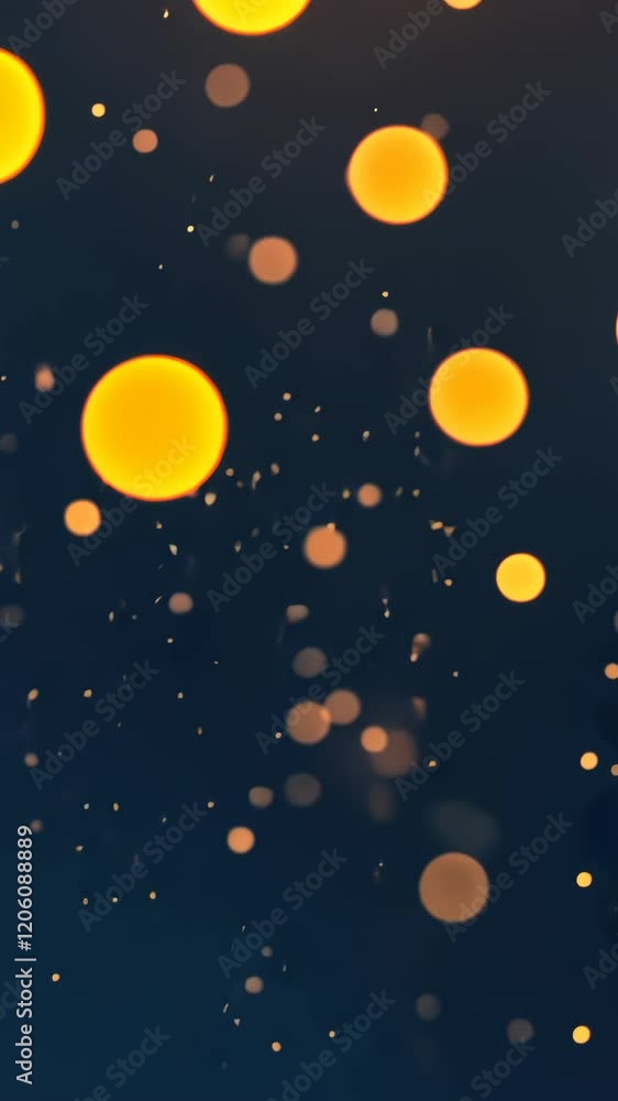 Poster colorful abstract background with glowing circles and particles on a dark canvas