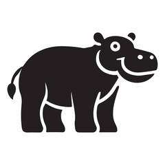 Smiling Hippo Silhouette Vector Graphic for Children and Educational Designs