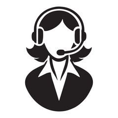 Customer Support Agent Silhouette Icon Vector Image