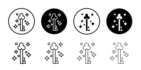 Magic Key icon Thin line art isolated