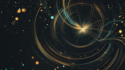 Obraz premium Abstract background with Colorful circle lines. Digital future technology . Abstract business connection of lines from nodes innovation of communication in the network.