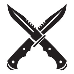 Crossed Hunting Knives Silhouette Illustration