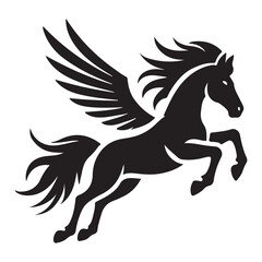 Pegasus Silhouette Soaring Vector Graphic