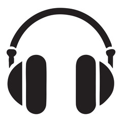 Simple Headset Icon Vector Silhouette Illustration