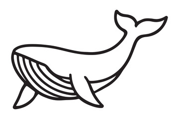 Whale Silhouette Vector Line Art Illustration