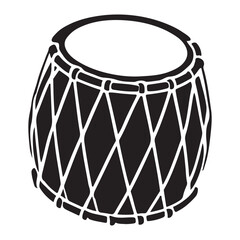 A Classic Silhouette Illustration of a Dhol Drum