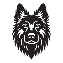 Detailed Silhouette Illustration of a German Shepherd Dog's Head