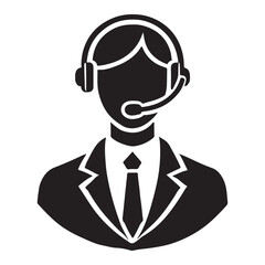 Stylish Silhouette Illustration of a Male Customer Service Representative