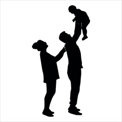 Black Family silhouette Vector illustration