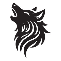Howling Wolf Silhouette Head Vector Art