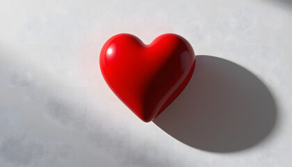 Red heart shadow on white background