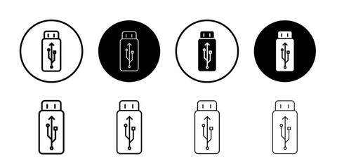 Usb stick icon Thin line art isolated