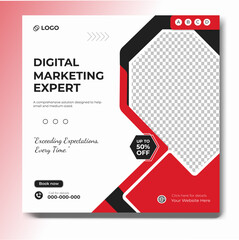 Digital marketing and corporate business service social media post banner template design