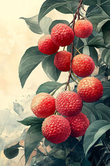 Lychee Fruits Hanging Abundantly On A Branch
