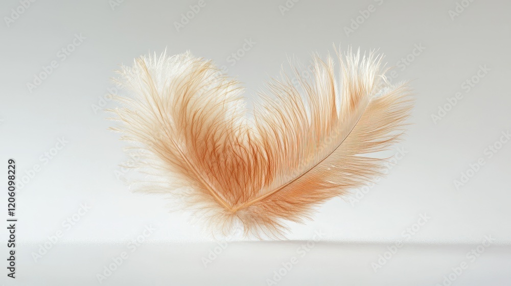 Poster Delicate Beige and Brown Feather with Intricate Pattern on Neutral Background Abstract Image