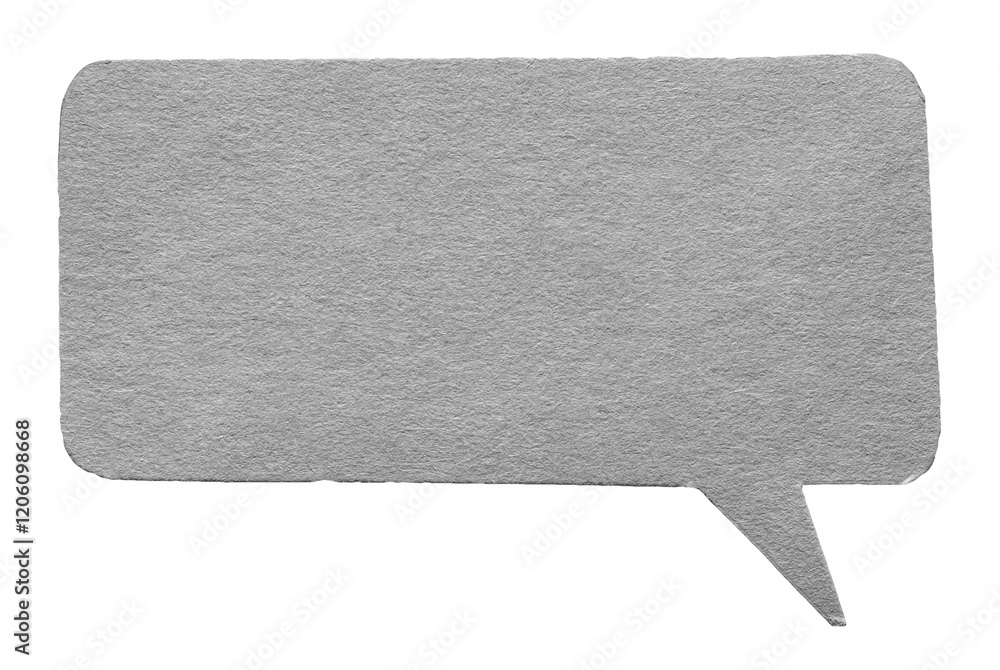 Fototapete grey gray blank cut out cardboard paper speech bubble with round rounded corners rough edges, copy s