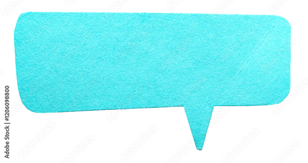 Fototapete turquoise blank cut out cardboard paper speech bubble with round rounded corners rough edges, copy s
