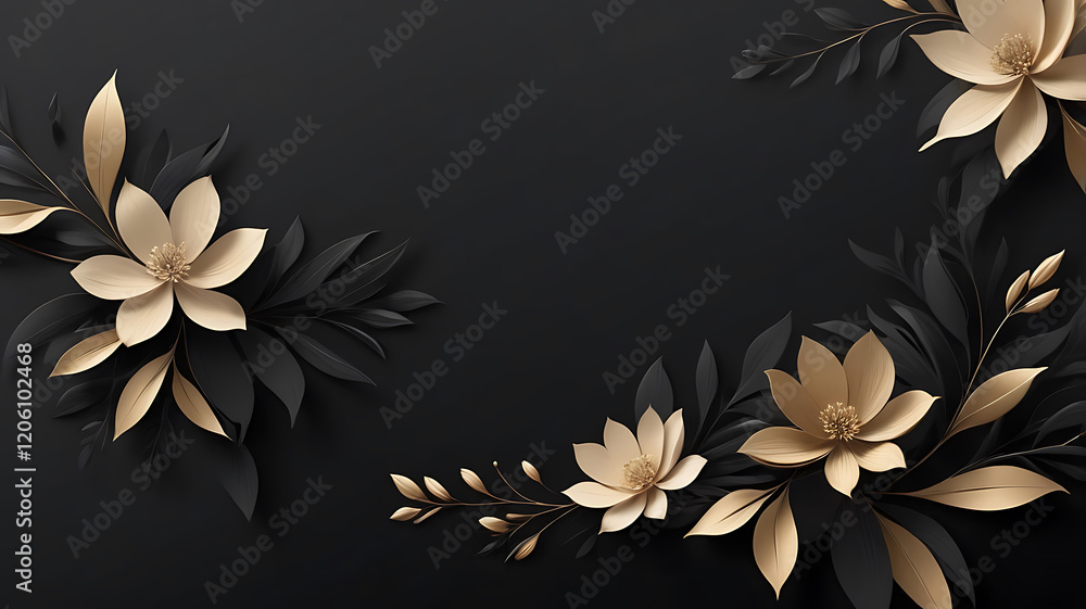 Poster beautiful elegant smooth floral pattern design on a dark background. front view and close-up.