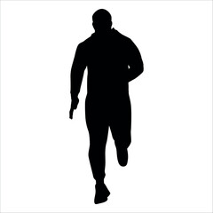 Fat man doing exercise Silhouette vector illustration