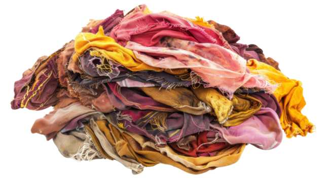 Pile of dirty laundry on transparent background