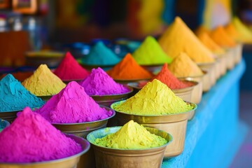 Colorful powder colors for Holi festival.