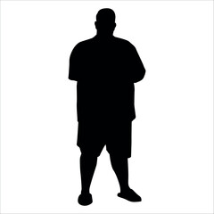 Fat man doing exercise Silhouette vector illustration