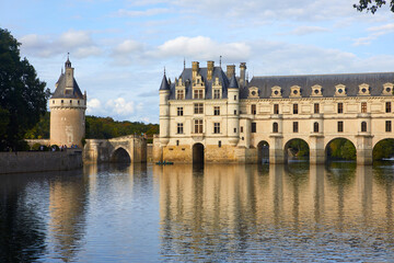 The historical Chateau de Chenonceau on the Cher river, Loire Valley, France
