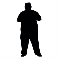 Fat man doing exercise Silhouette vector illustration
