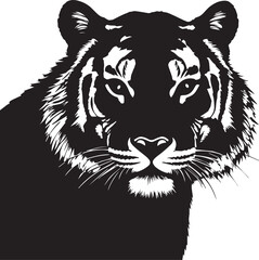 jungle natural life of tiger silhouette vector