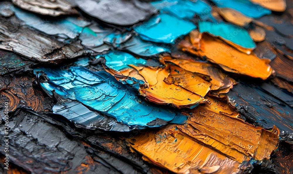 Poster vibrant canvas texture, close-up view of expressive brushstrokes revealing dynamic colors and intric