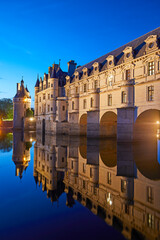 The historical Chateau de Chenonceau on the Cher river, Loire Valley, France
