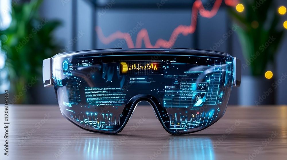 Poster augmented reality glasses showcase, a detailed view of innovative technology enhancing user experien