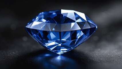 A brilliant blue sapphire crystal with fine details. On black, isolated