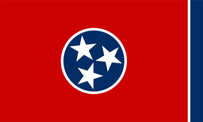 The flag of Tennessee, a state in the USA, with accurate proportions and official colors.