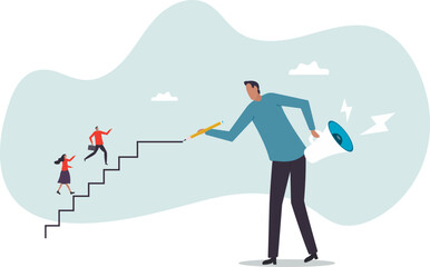 performance and leadership, motivate people, advice or guidance for success .business concept.flat character.
