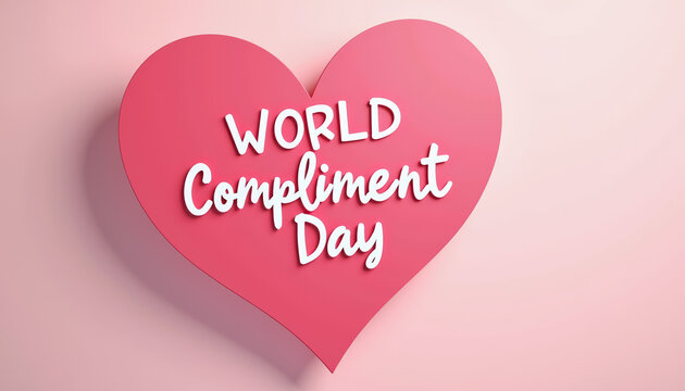 Elegant banner for World Compliment Day displaying a heart and a thoughtful message, designed to spread happiness and appreciation.