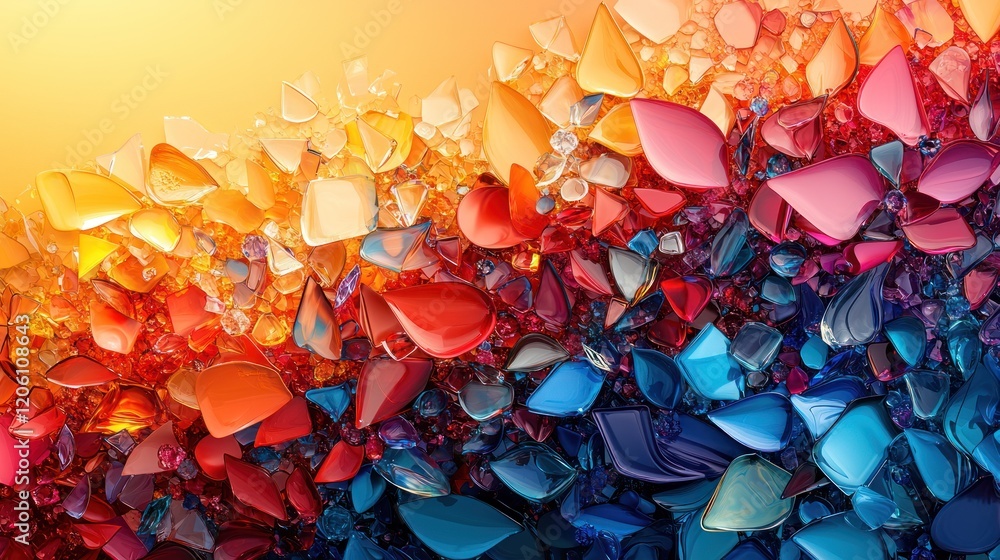 Poster dynamic abstract composition with layered geometric shapes and vibrant color transitions