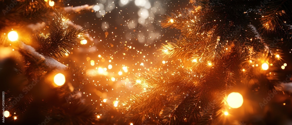 Poster Dynamic Abstract Display of Warm-toned Lights and Sparks