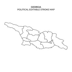 This detailed outline shows the political divisions of Georgia, highlighting various regions within the country.