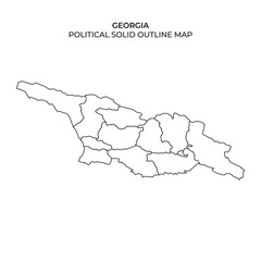 This detailed outline map displays the political divisions of Georgia, featuring distinct borders for each region. It serves as a useful reference for geographical studies.