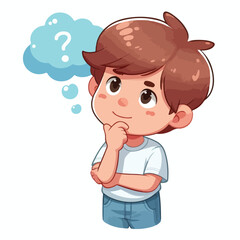 a boy is thinking vector
