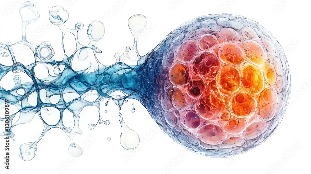 Poster dynamic cellular process: microscopic view of cellular activity and transformation