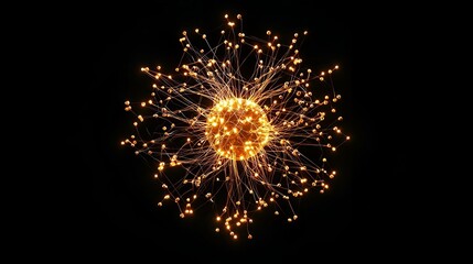 Digital abstract network, intricate patterns of interconnected lines and nodes, vibrant colors, representing complex data interactions and connectivity.