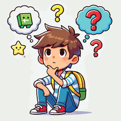 a boy is thinking vector