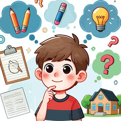 a boy is thinking vector