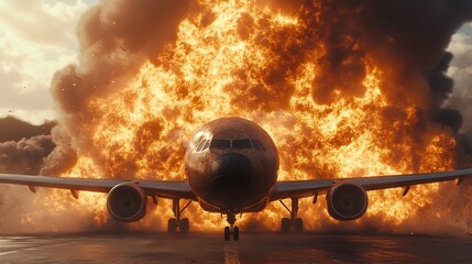 Majestic Airplane Landing at Sunset with Clouds in the Sky