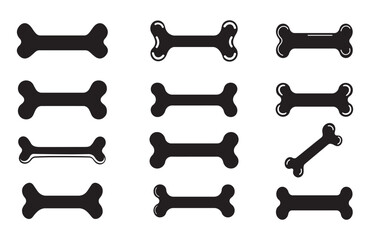 set of dog bone icon silhouette vector illustration