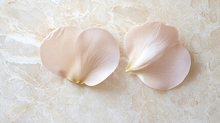 Delicate rose petals on a marble surface. Soft, pastel colors create a serene and elegant image, perfect for beauty or spa-related projects.